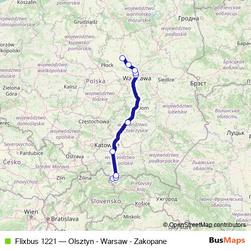 Flixbus 1221 bus Line Map
