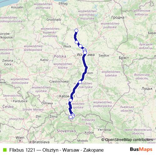 Flixbus 1221 bus Line Map