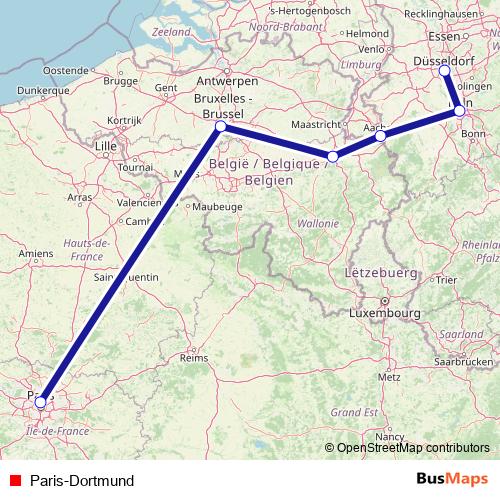 Paris-Dortmund rail Line Map