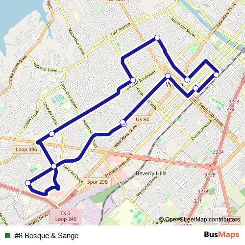 #8 Bosque & Sange bus Line Map