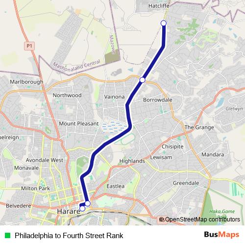 Philadelphia to Fourth Street Rank bus Line Map