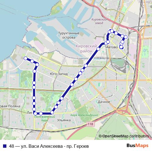 48 trolleybus Line Map