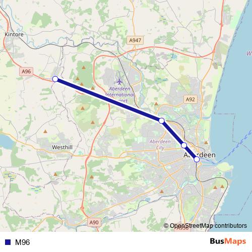 M96 bus Line Map