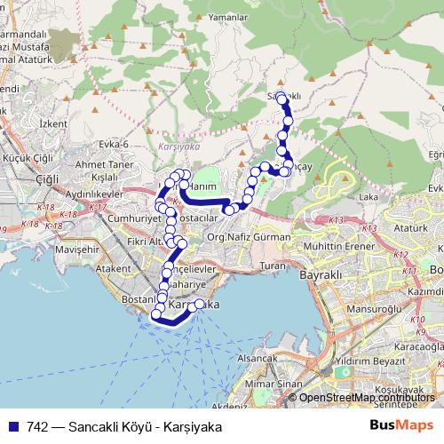 742 bus Line Map