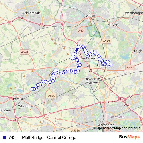 742 bus Line Map