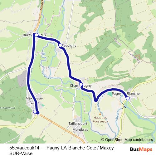 55evaucoulr14 bus Line Map