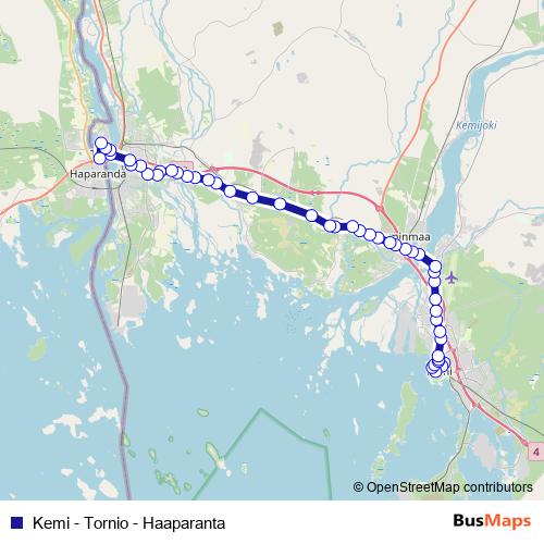 Kemi - Tornio - Haaparanta bus Line Map