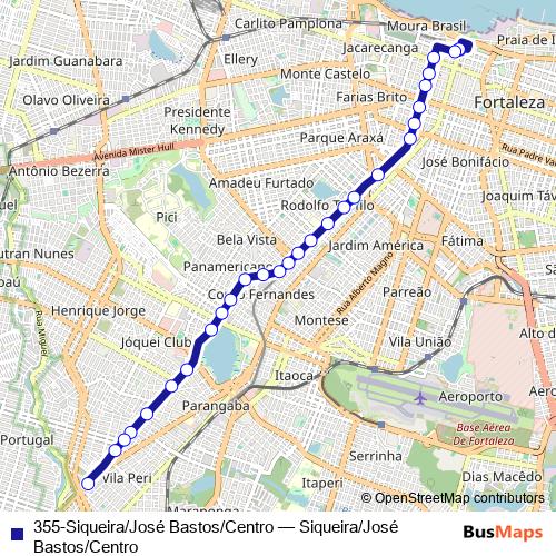 355-Siqueira/José Bastos/Centro bus Line Map
