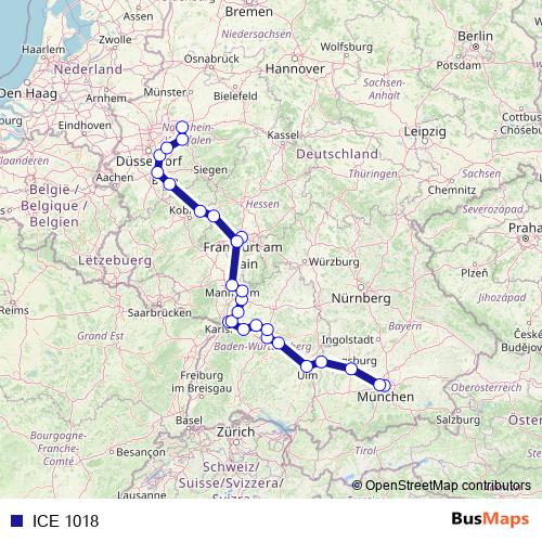 ICE 1018 rail Line Map