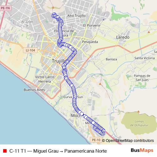 C-11 T1 bus Line Map