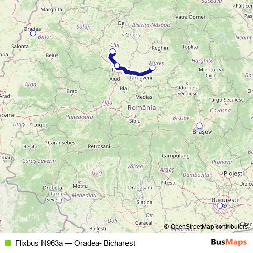 Flixbus N963a bus Line Map