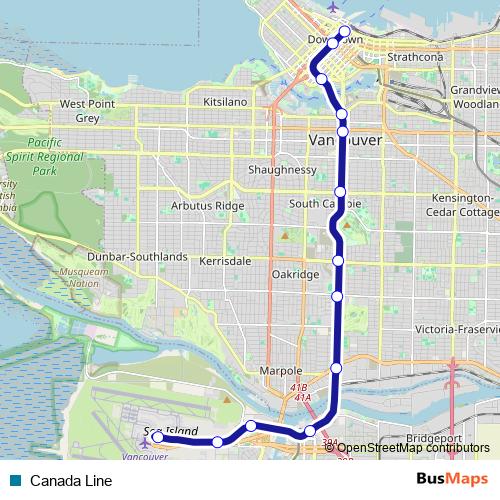 Canada Line metro Line Map