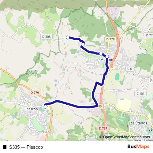 S335 bus Line Map