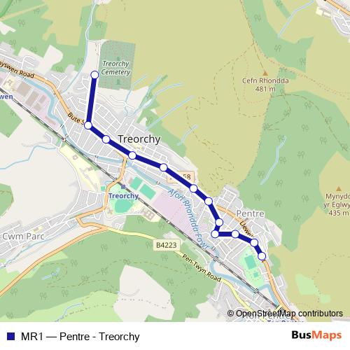 MR1 bus Line Map