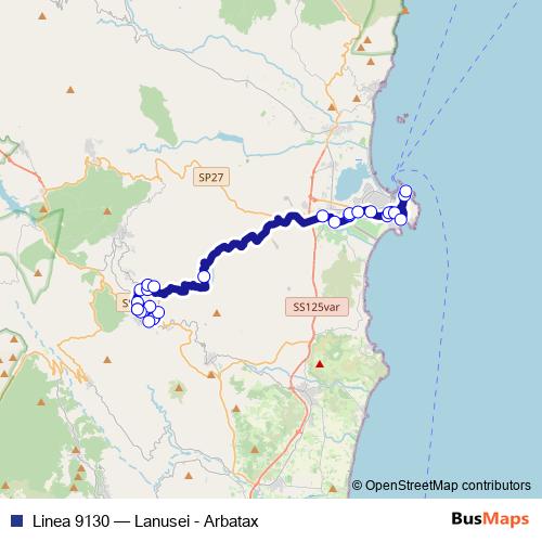 Linea 9130 bus Line Map