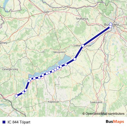 IC 844 Tópart rail Line Map