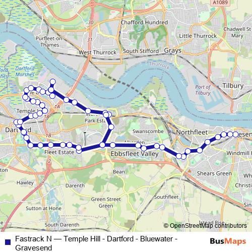 Fastrack N bus Line Map