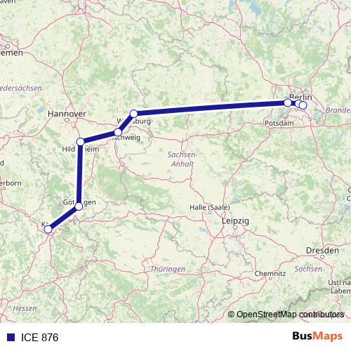 ICE 876 rail Line Map
