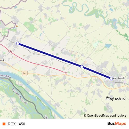 REX 1450 rail Line Map
