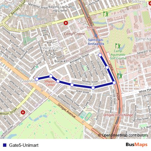 Gate5-Unimart bus Line Map