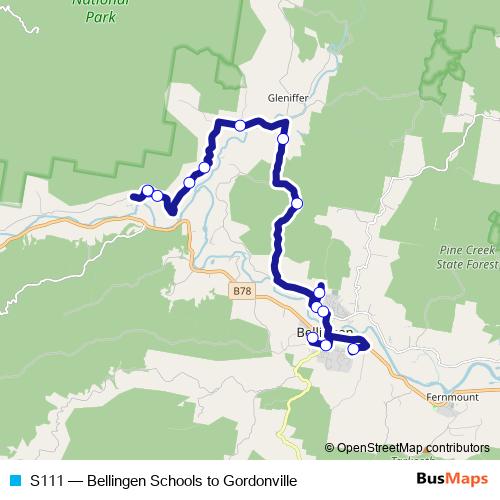S111 bus Line Map