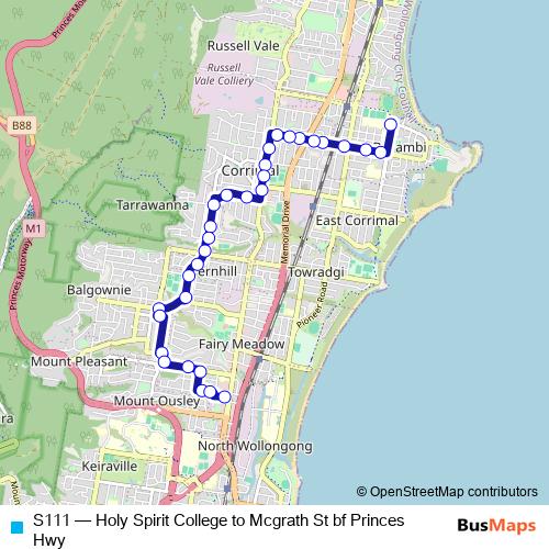 S111 bus Line Map