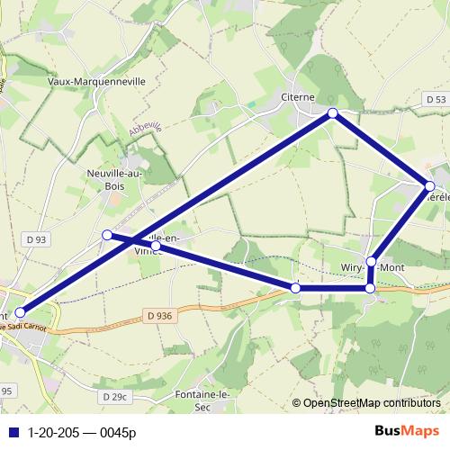 1-20-205 bus Line Map