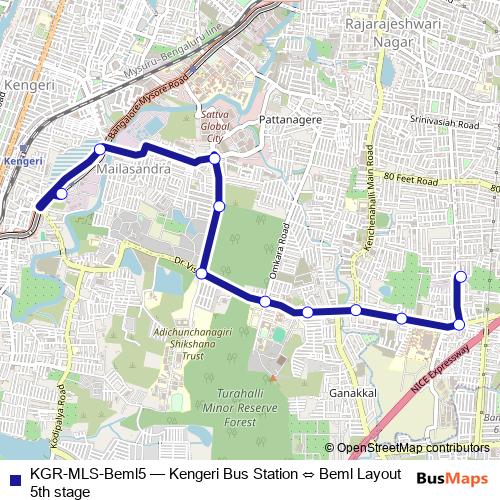 KGR-MLS-Beml5 bus Line Map