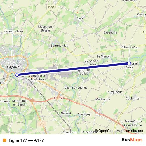 Ligne 177 bus Line Map