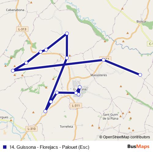 14. Guissona - Florejacs - Palouet (Esc) bus Line Map
