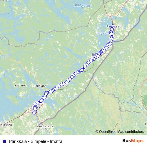 Parikkala - Simpele - Imatra bus Line Map