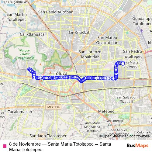 8 de Noviembre bus Line Map
