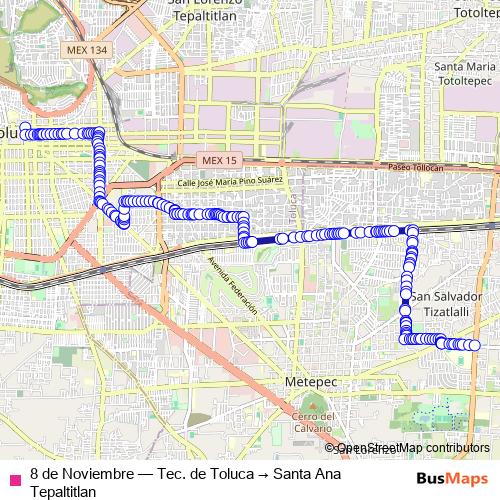 8 de Noviembre bus Line Map