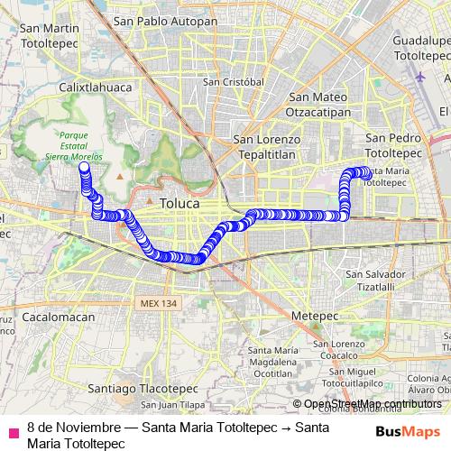 8 de Noviembre bus Line Map