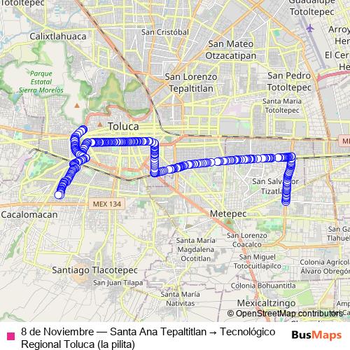 8 de Noviembre bus Line Map