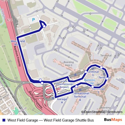 West Field Garage bus Line Map
