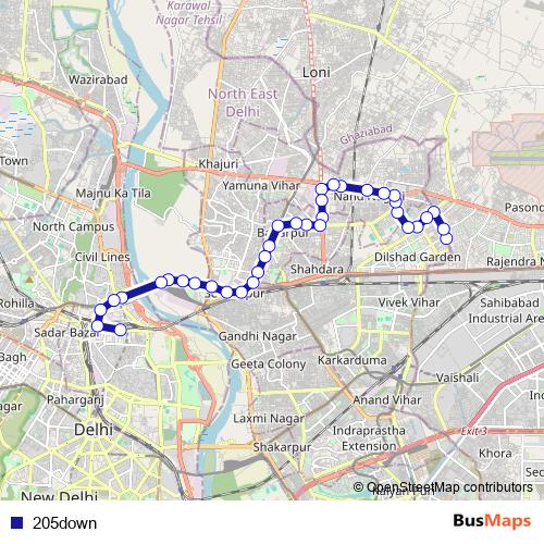 205down bus Line Map