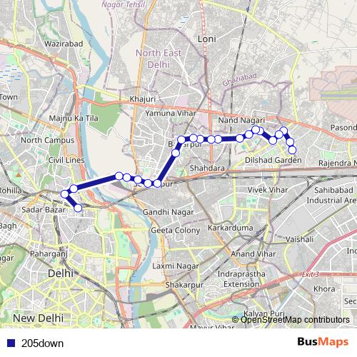 205down bus Line Map