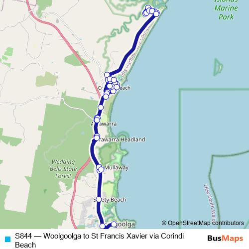 S844 bus Line Map