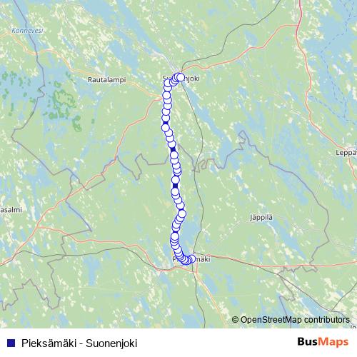 Pieksämäki - Suonenjoki bus Line Map
