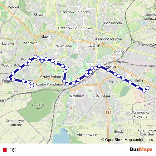 161 trolleybus Line Map
