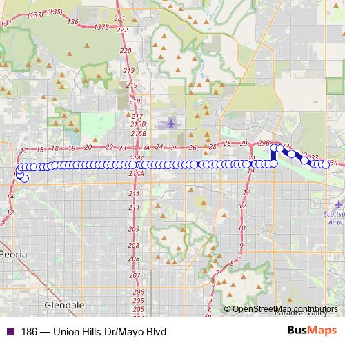 186 bus Line Map