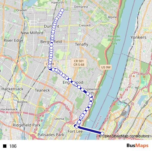 186 bus Line Map