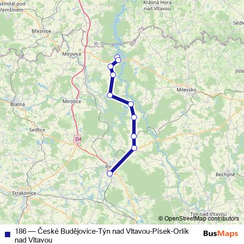 186 bus Line Map