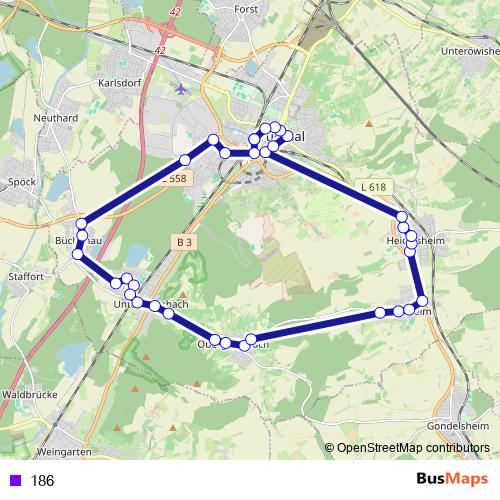 186 bus Line Map