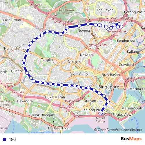 186 bus Line Map