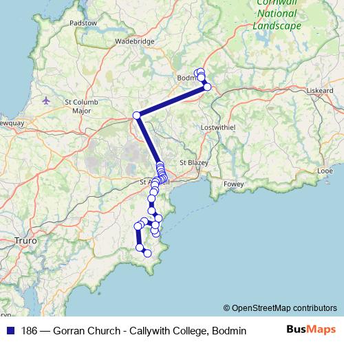 186 bus Line Map