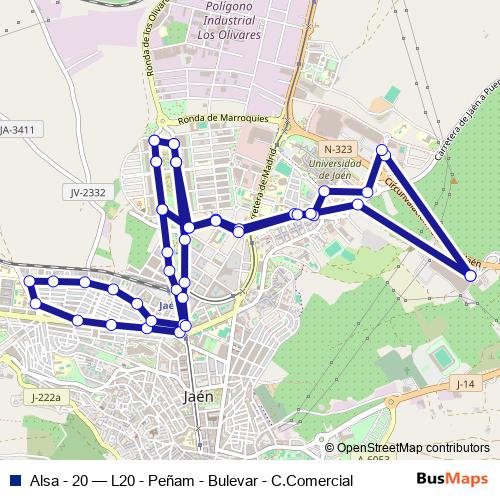 Alsa - 20 bus Line Map