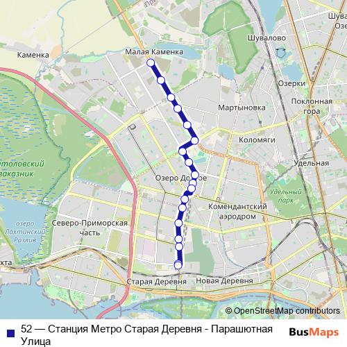 52 trolleybus Line Map