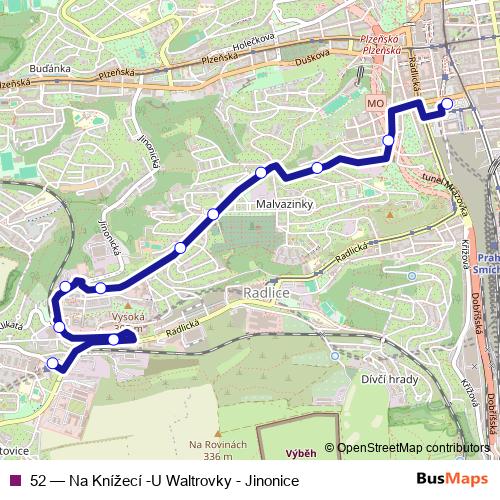52 trolleybus Line Map